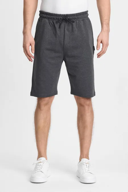 Erkek Siyah Şort - Yan Cepli Beli Lastikli Regular Fit Rahat Kesim