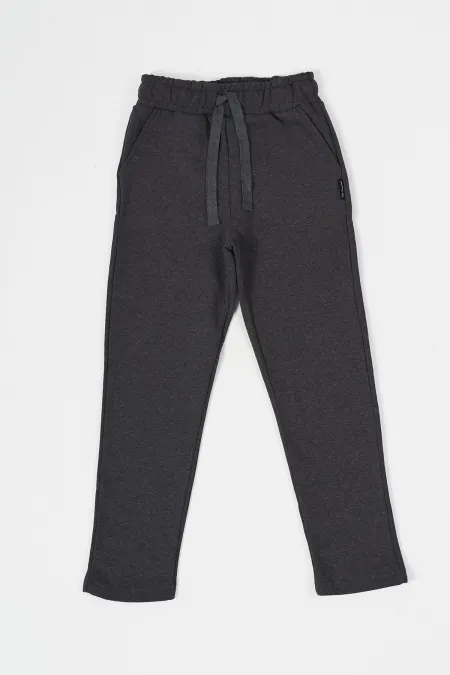 Pantalon de survêtement en coton épais avec taille élastique et poches latérales pour garçons de 5 à 12 ans