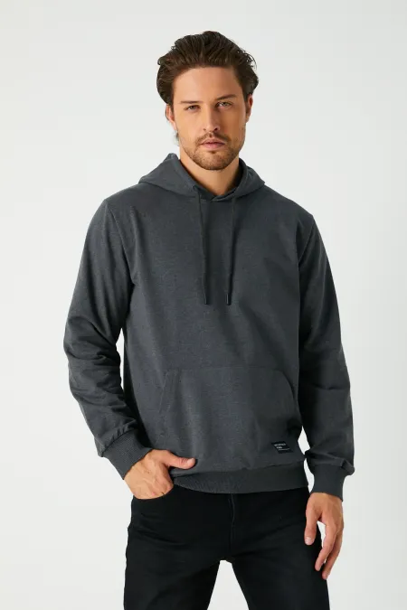 Sweat-shirt à capuche anthracite pour homme avec poche kangourou
