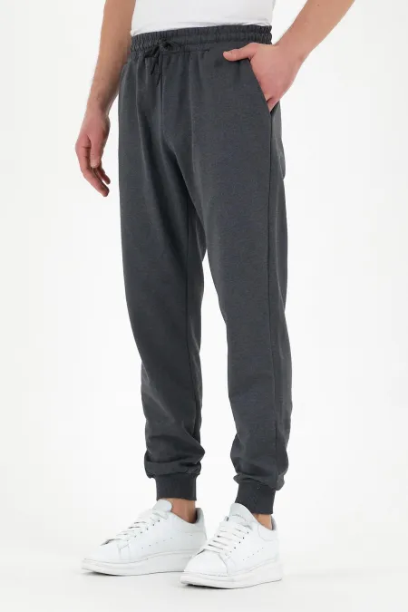 Pantalon de survêtement anthracite pour homme, avec étiquette, poches arrière et latérales, coupe classique