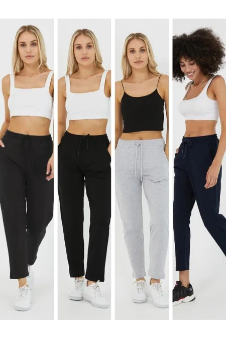 Lot de 4 bas de survêtement classiques à poches bleu marine pour femme