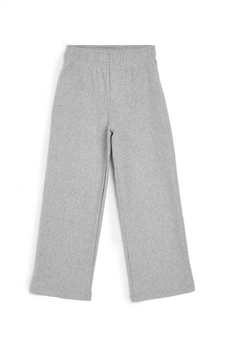 Pantalon de survêtement d'hiver gris à jambes larges pour enfants avec taille élastique