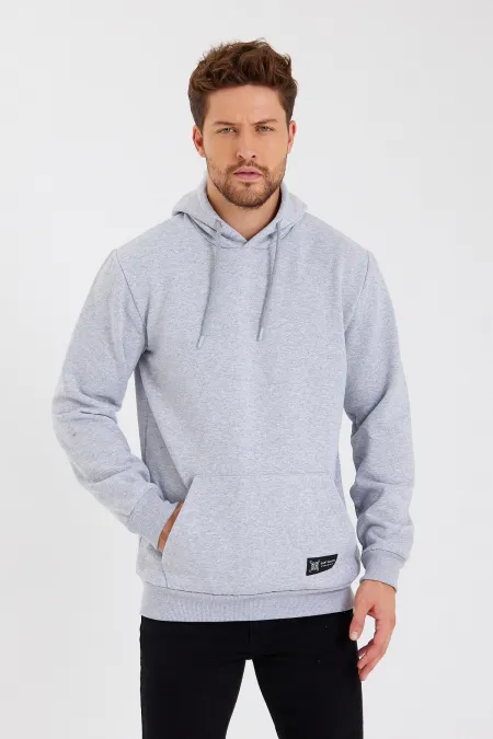 Sweat-shirt à capuche pour homme avec poche kangourou et doublure en coton