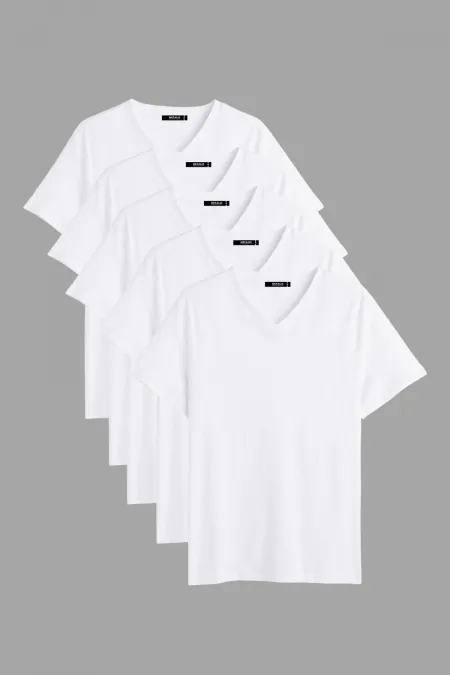 Lot de 5 t-shirts basiques multicolores pour homme, coupe classique, col en V