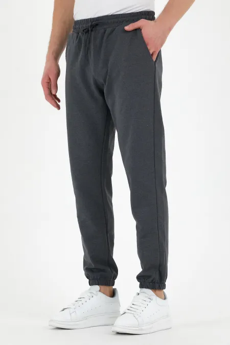 Pantalon de survêtement anthracite pour homme, avec étiquette, poches arrière et latérales, coupe classique, taille élastiquée