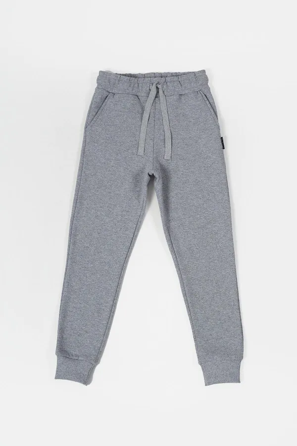 Ensemble de 4 pantalons de survêtement pour filles en coton épais, coloris noir, marine, anthracite et gris, avec taille et chevilles élastiques et poches MTLCB99