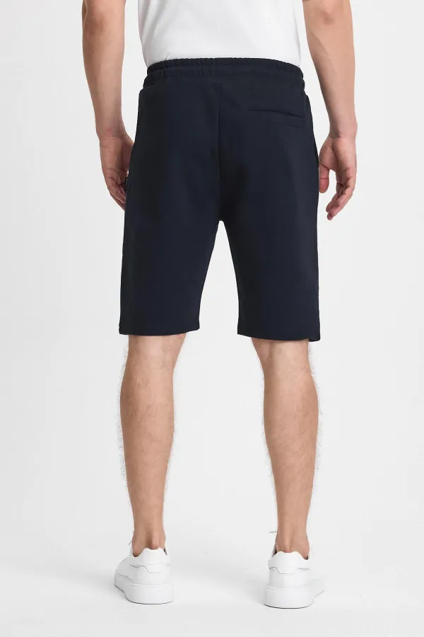 Erkek Siyah Şort - Yan Cepli Beli Lastikli Regular Fit Rahat Kesim