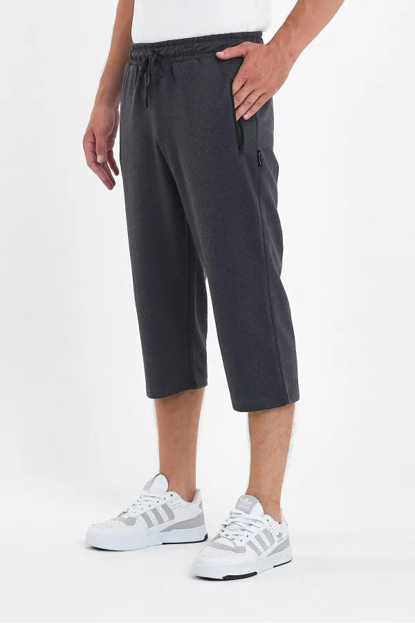 Lot de 2 bermudas homme noir et anthracite à poches zippées, longueur sous le genou, taille élastique ajustable MTLCE94