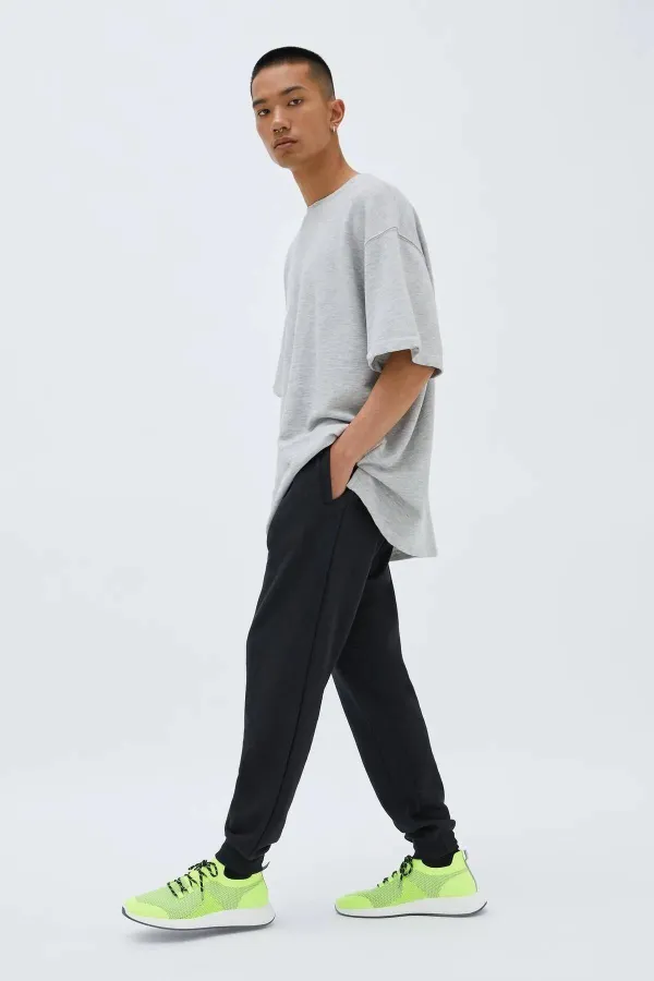 Erkek Antrasit Arka Cep Etiket Detaylı Paça Lastikli Regular Fit Eşofman Altı