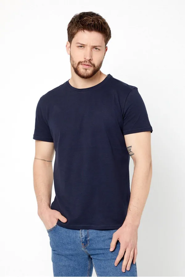 Erkek Çok Renkli T- Shirt Regular Fit Rahat Kesim Bisiklet Yaka 5'li Basic Tişört Paketi