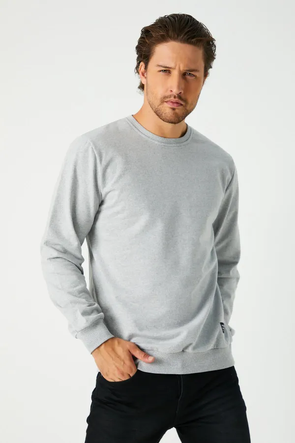 Sweat-shirt gris basique à col rond pour homme 