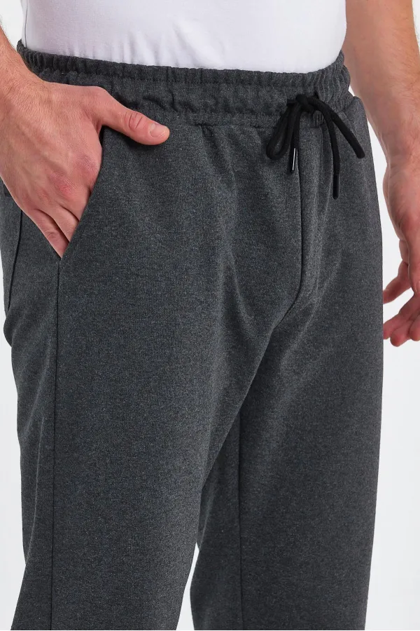 Erkek Antrasit Arka Cep Etiket Detaylı Paça Lastikli Regular Fit Eşofman Altı