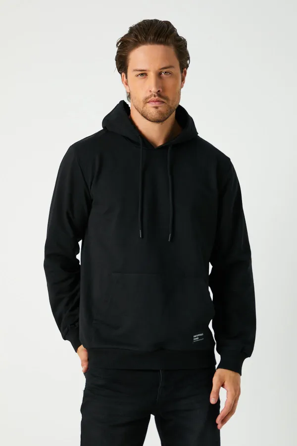 Sweat-shirt à capuche noir pour homme avec poche kangourou
