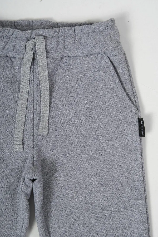 Pantalon de survêtement gris en coton épais avec taille élastique et poches latérales pour garçons de 5 à 12 ans