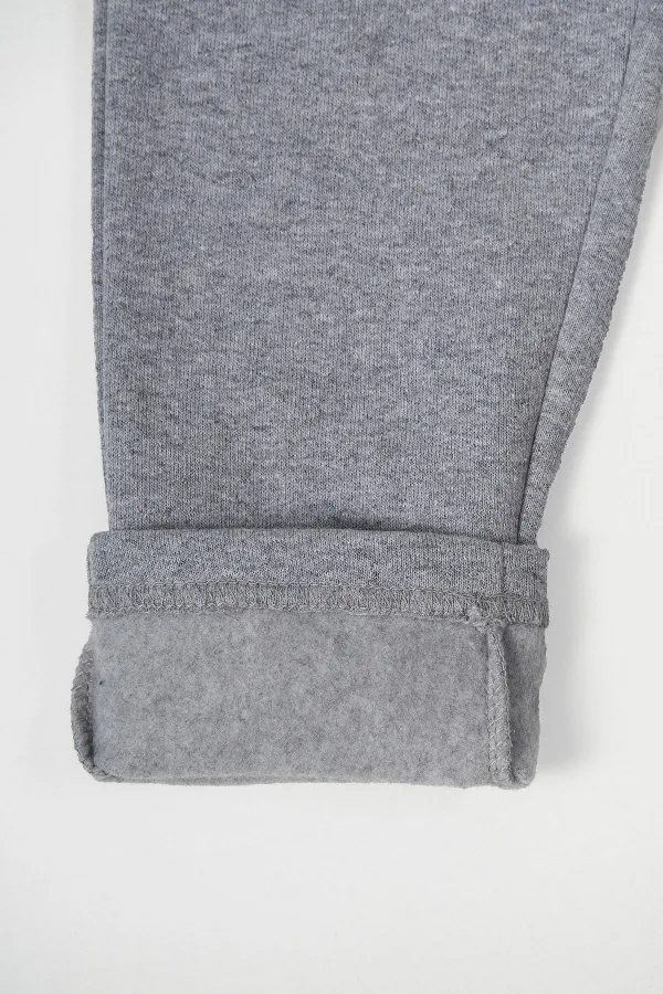 Pantalon de survêtement gris en coton épais avec taille élastique et poches latérales pour garçons de 5 à 12 ans