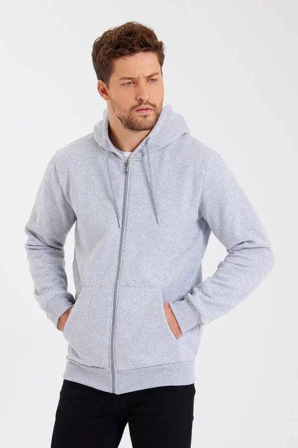 Gilet à capuche zippé noir métallisé pour homme avec poche kangourou et doublure en coton