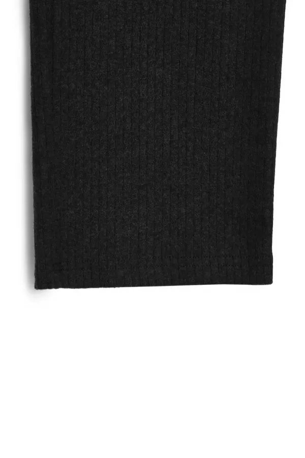 Pantalon de survêtement d'hiver noir à jambes larges pour enfants avec taille élastique