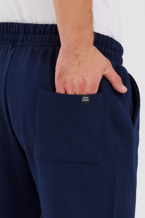 Erkek Siyah Arka Cep Etiket Detaylı Paça Lastikli Regular Fit Eşofman Altı