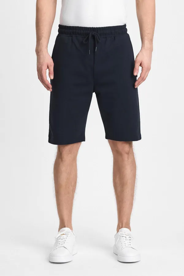 Erkek Siyah Şort - Yan Cepli Beli Lastikli Regular Fit Rahat Kesim