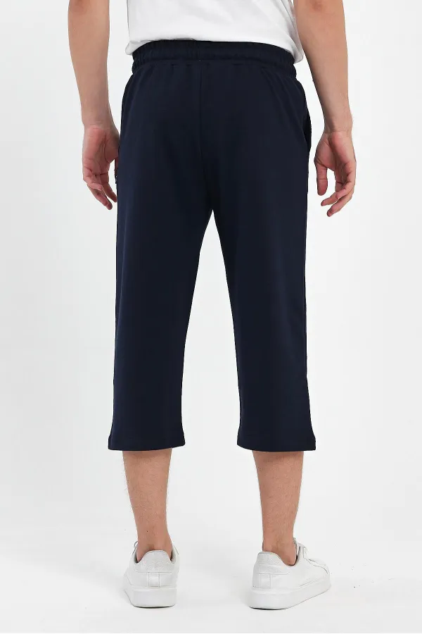 Erkek 3'Lü Yanları Cepli Bermuda Diz Altı Kapri Beli Ayarlanabilir Lastikli Uzun Şort