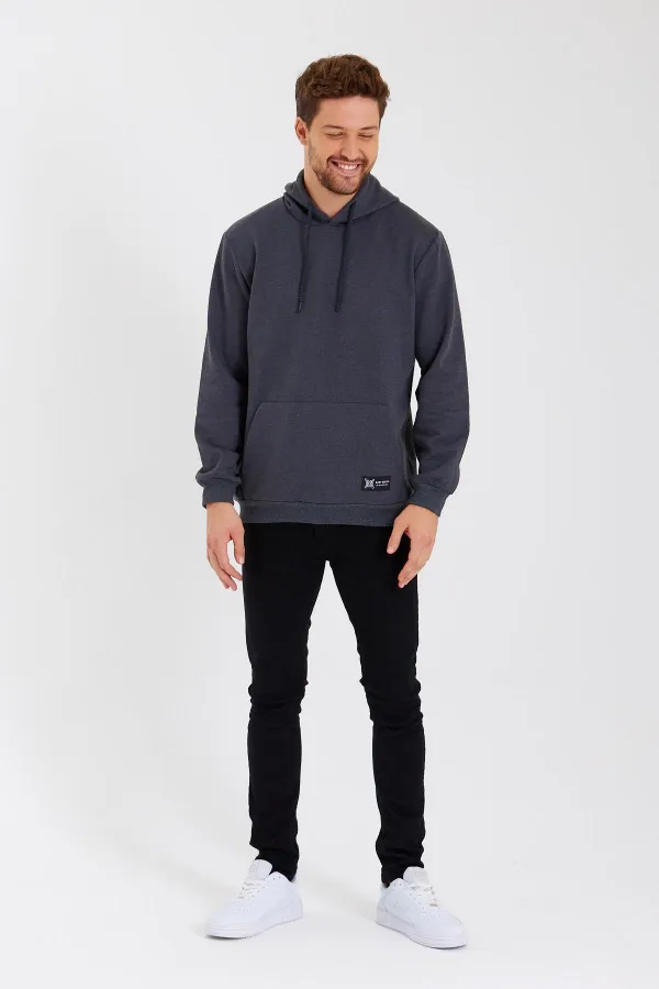 Kanguru Cepli Kapüşonlu İçi pamuklu Erkek Sweatshirt