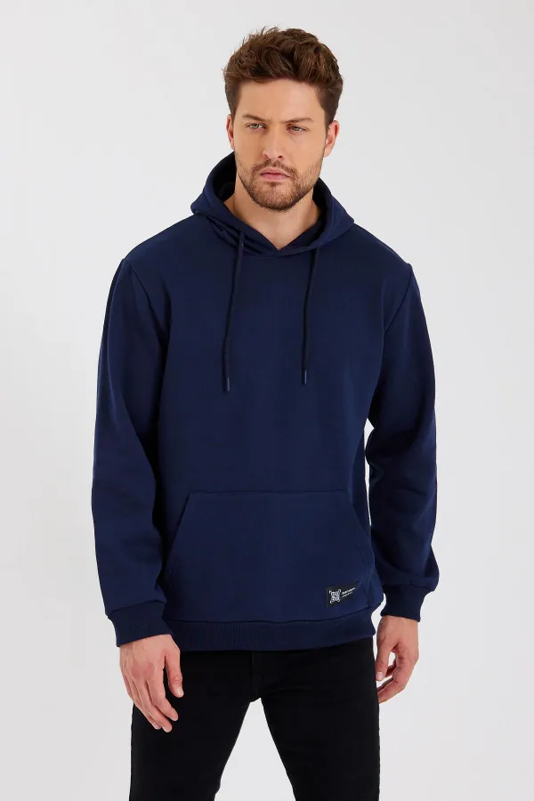 Sweat-shirt à capuche pour homme avec poche kangourou et doublure en coton
