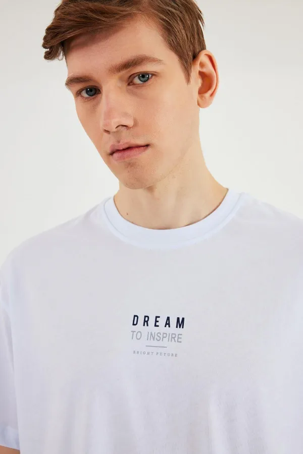 Leo Erkek Oversize Tshirt %100 Pamuk Bisiklet Yaka Baskı Detaylı Basic Tişört MTLCE79