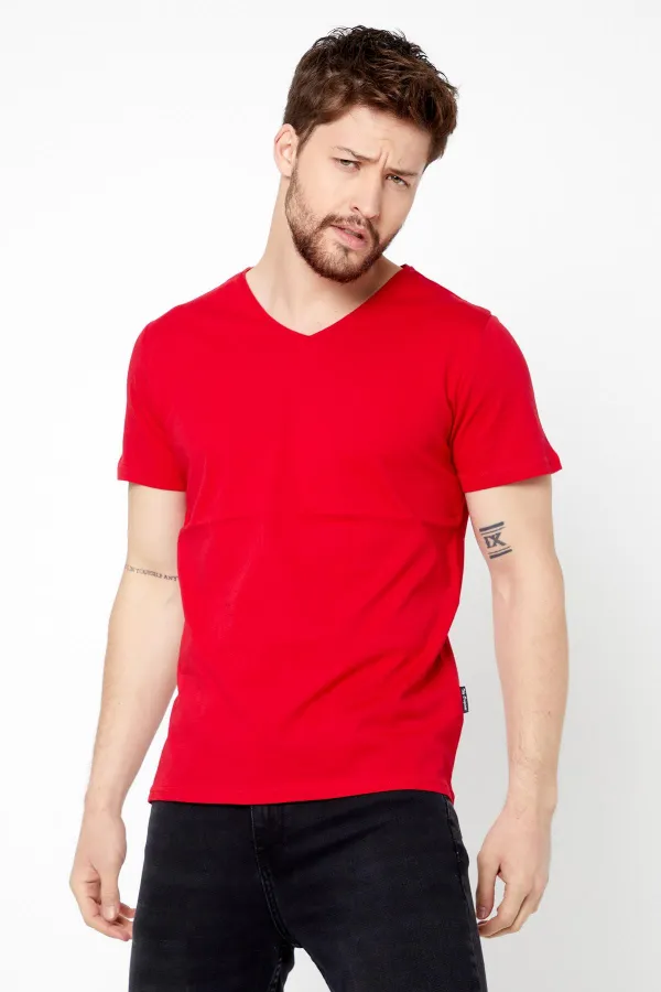 Men's Multicolored T-Shirt, Regular Fit, Relaxed Cut, V-Neck, 3-Pack Basic T-Shirts