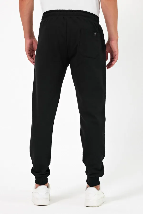 Thick Black-Navy-Anthracite Men's 3-Pack Jogger Sweatpants with Back Pockets, Elasticated Cuffs, Regular Fit, Non-Framed