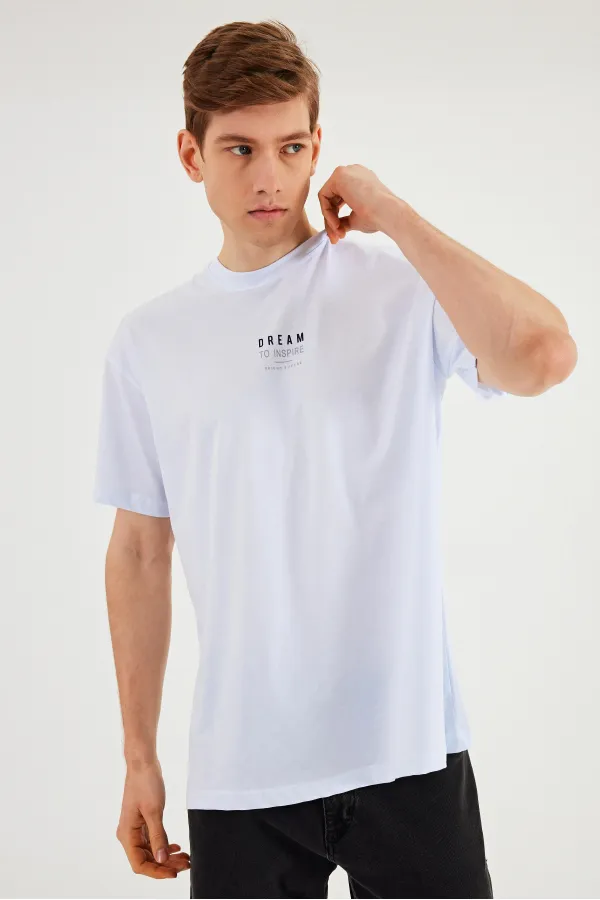 Leo Erkek Oversize Tshirt %100 Pamuk Bisiklet Yaka Baskı Detaylı Basic Tişört MTLCE79