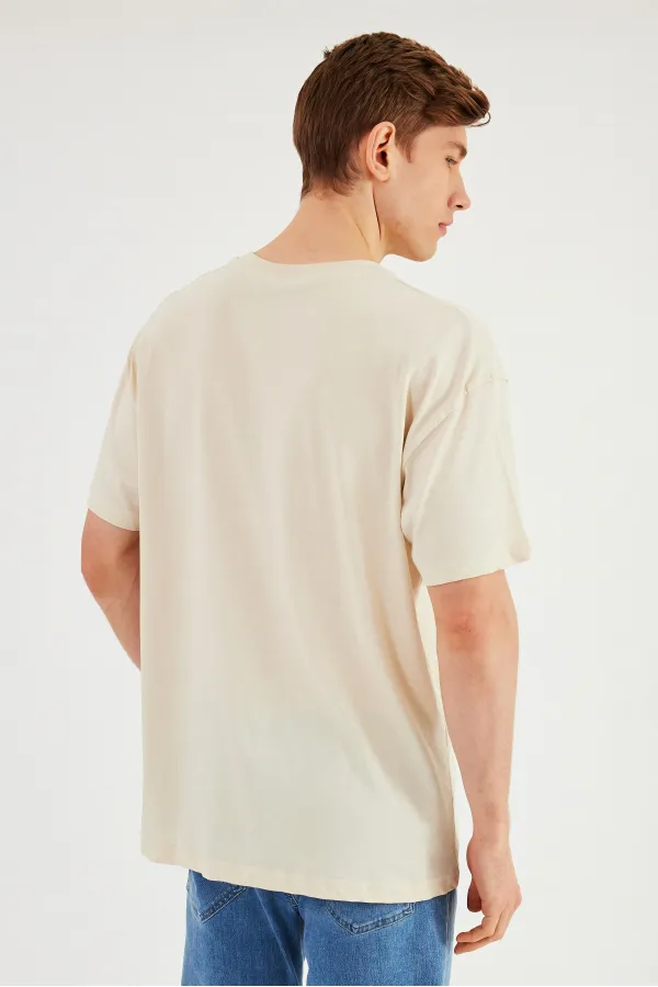 Leo Erkek Oversize Tshirt %100 Pamuk Bisiklet Yaka Baskı Detaylı Basic Tişört MTLCE83