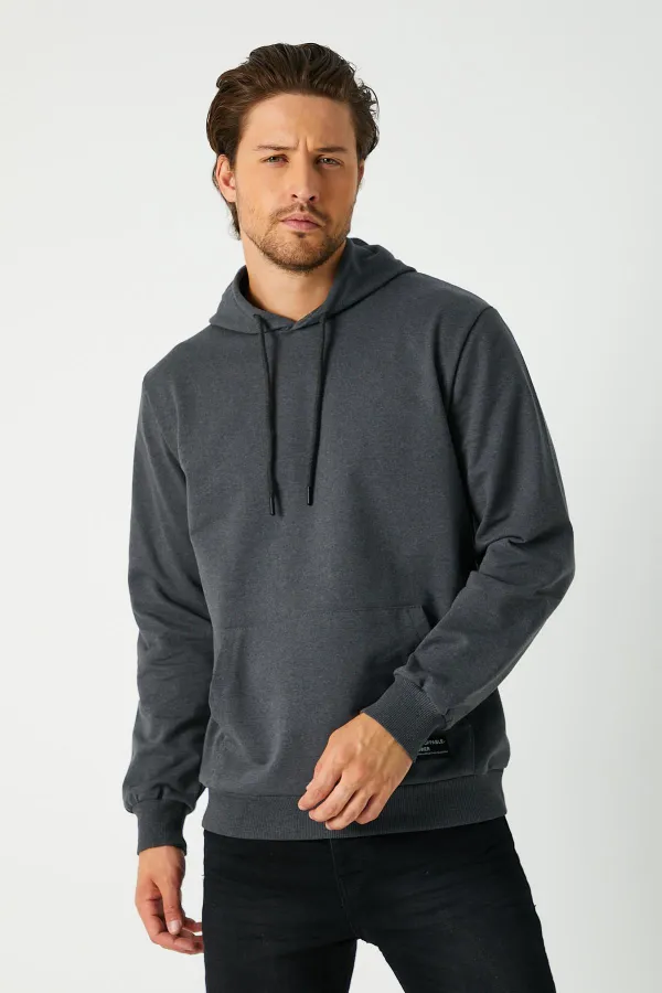 Sweat-shirt à capuche anthracite pour homme avec poche kangourou