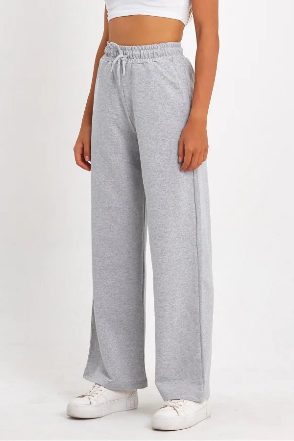 Kadın Mevsimlik Salaş Geniş Rahat Paça Yan Cepli Siyah Eşofman Altı