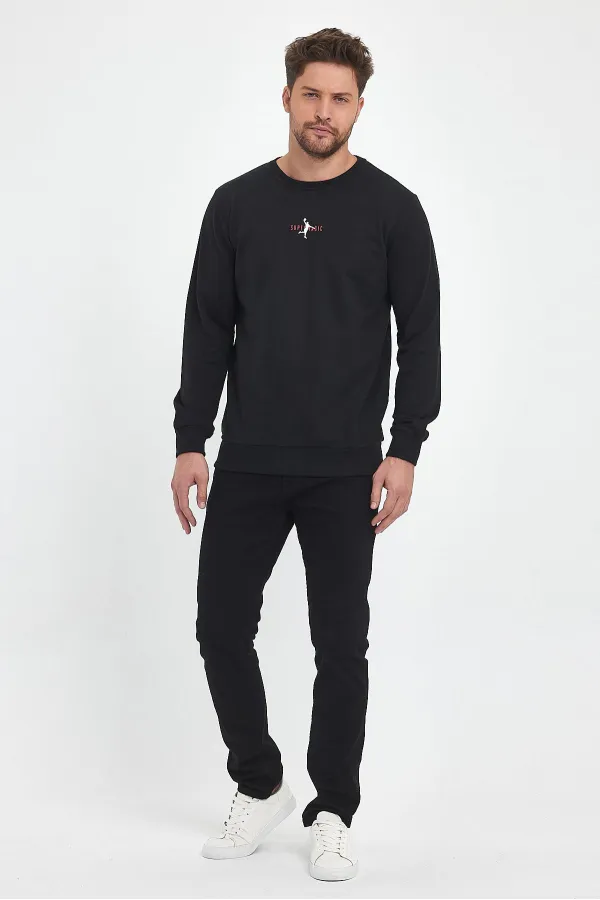 Sweat-shirt basique imprimé Supermagic pour homme, noir