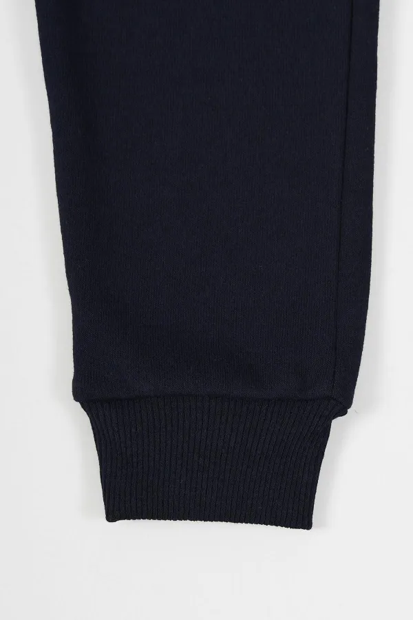 Pantalon de survêtement bleu marine en coton épais, avec taille et chevilles élastiques, poches, pour garçons de 5 à 12 ans (MTLCC99-Bleu marine)