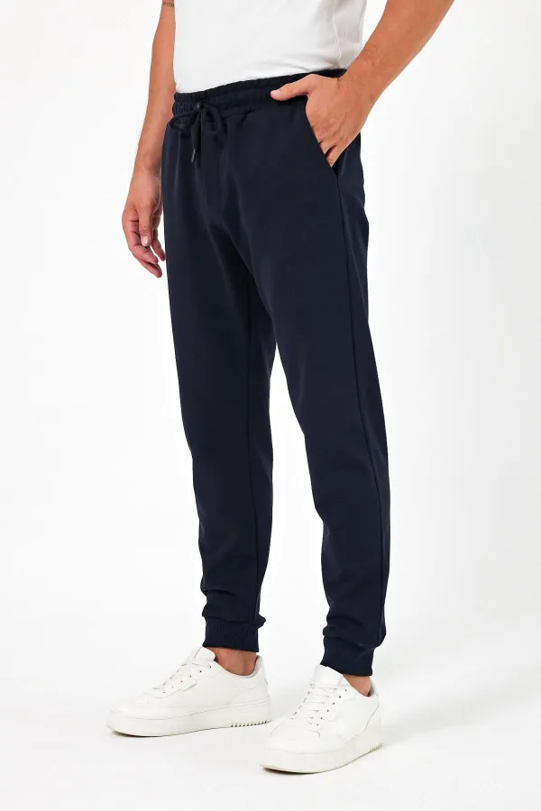 Thick Black-Navy-Gray-Anthracite Men's 4-Pack Jogger Sweatpants with Back Pockets, Elasticated Cuffs, Regular Fit, Non-Framed