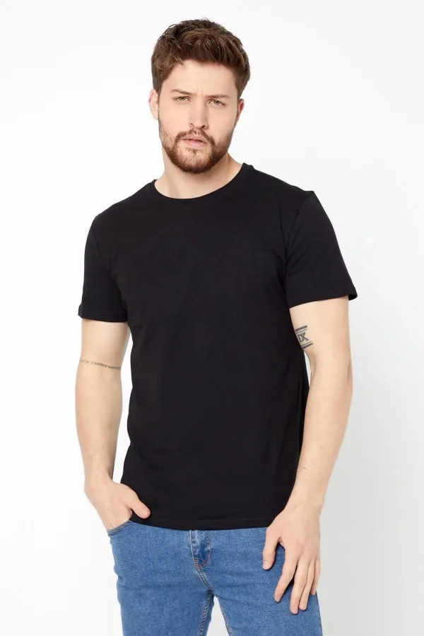 Erkek Çok Renkli T- Shirt Regular Fit Rahat Kesim Bisiklet Yaka 5'li Basic Tişört Paketi