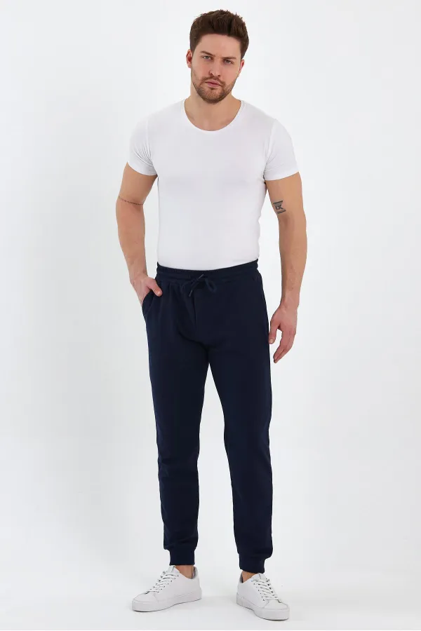 Erkek Antrasit Arka Cep Etiket Detaylı Paça Lastikli Regular Fit Eşofman Altı