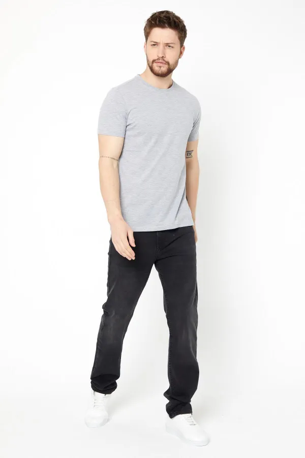 Men's Multicolored T-Shirt Regular Fit Relaxed Cut Crew Neck Basic T-Shirt