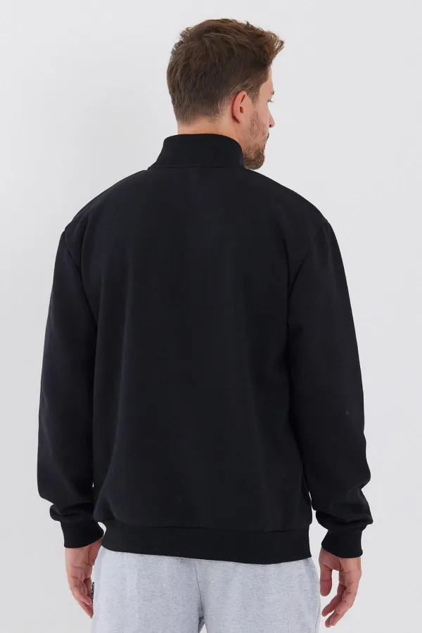 Gilet noir pour homme en coton avec doublure zippée intérieure, col montant et poches latérales MTLCEO63-Noir