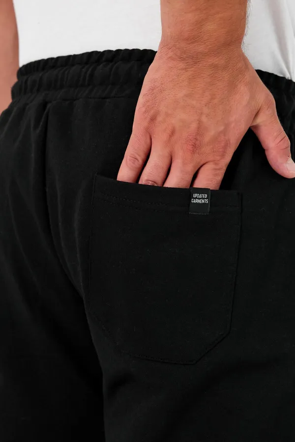 Kalın Siyah-Antrasit Erkek 2'li Eşofman Altı Jogger Arka Cepli Lastik Paça Regular Fit Şardonsuz