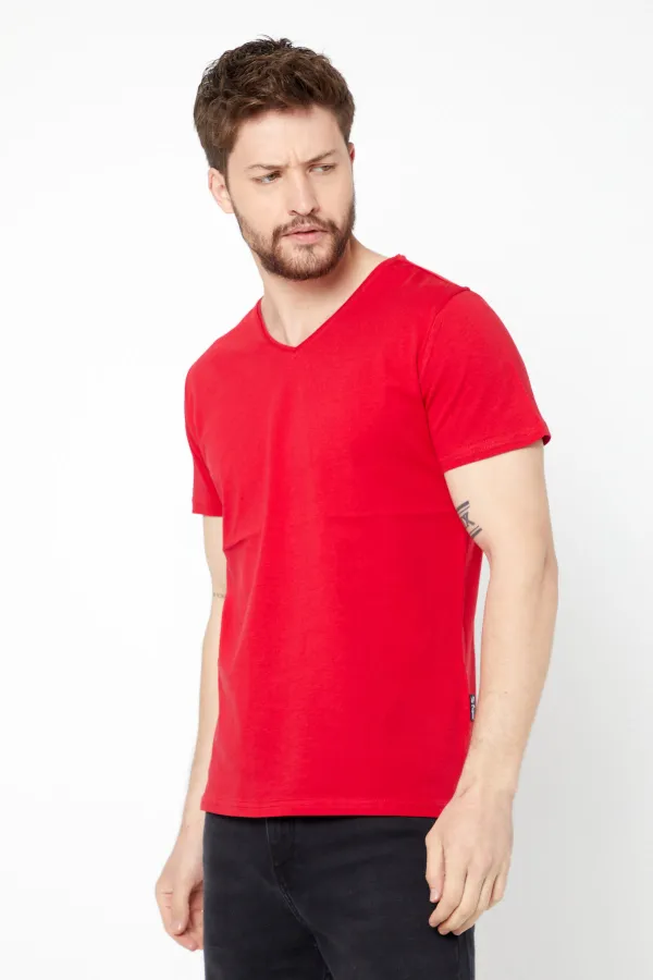 Men's Cotton Short Sleeve V-Neck T-shirt