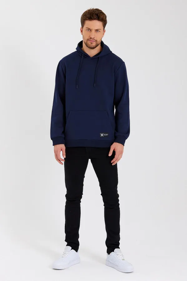 Sweat-shirt à capuche pour homme avec poche kangourou et doublure en coton