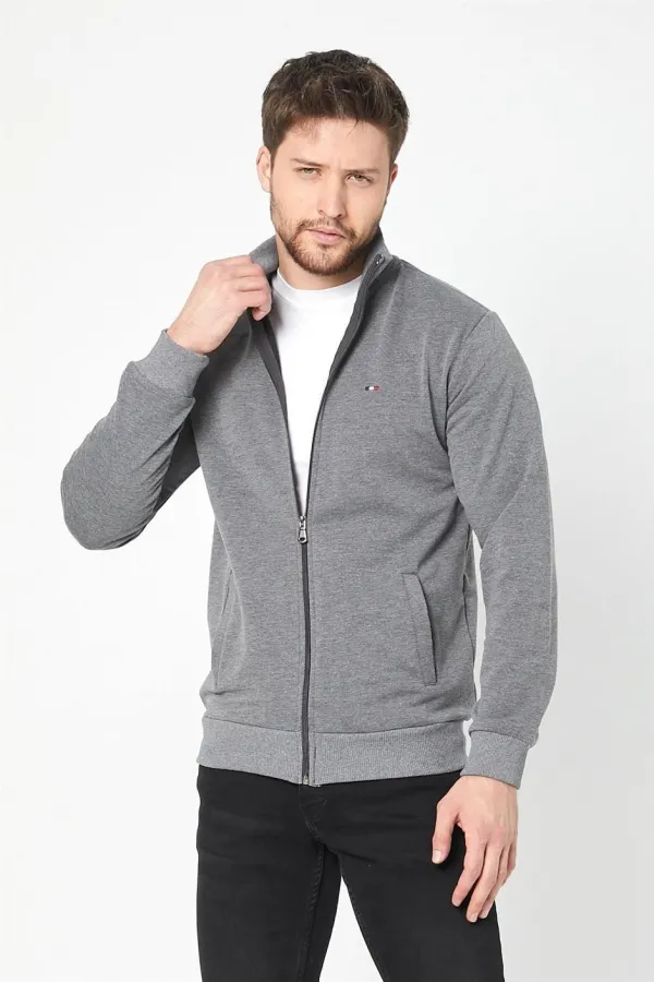 Gilet zippé à manches longues anthracite pour homme MTLCE8293-Anthracite