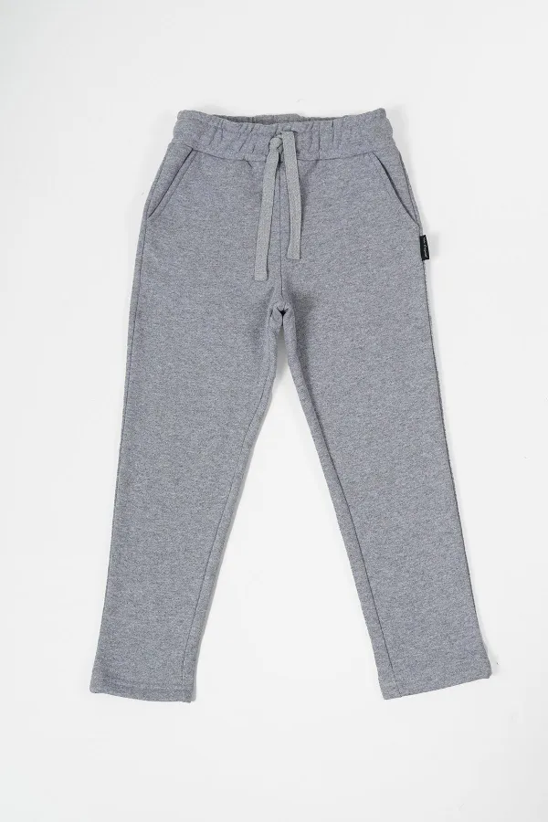 Ensemble de 2 pantalons de survêtement en coton épais noir et anthracite avec taille élastique et poches latérales pour garçons