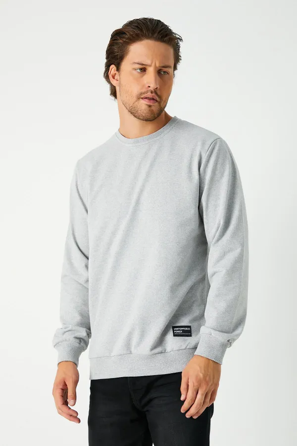 Sweat-shirt gris basique à col rond pour homme 