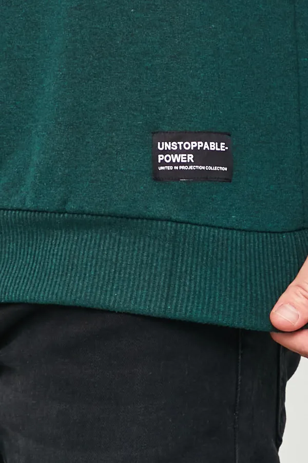 Dark Green Men's Hooded Sweatshirt with Kangaroo Pocket 