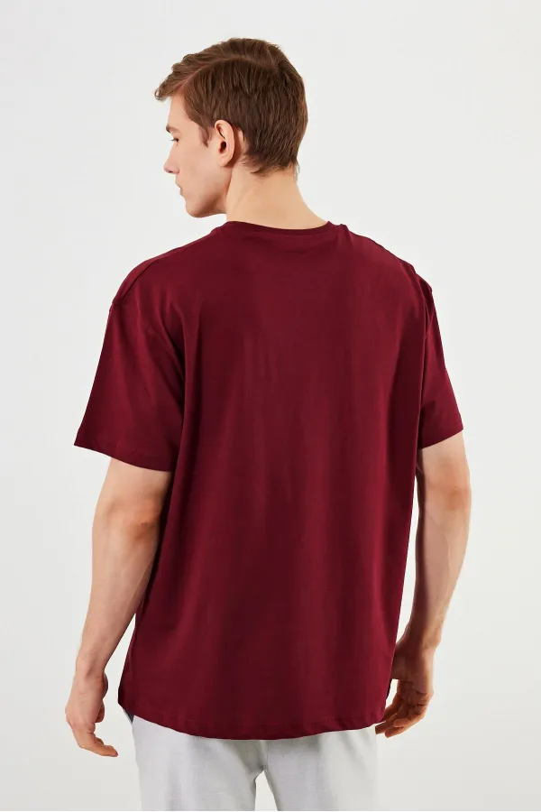 Leo Erkek Oversize Tshirt %100 Pamuk Bisiklet Yaka Baskı Detaylı Basic Tişört MTLCE86