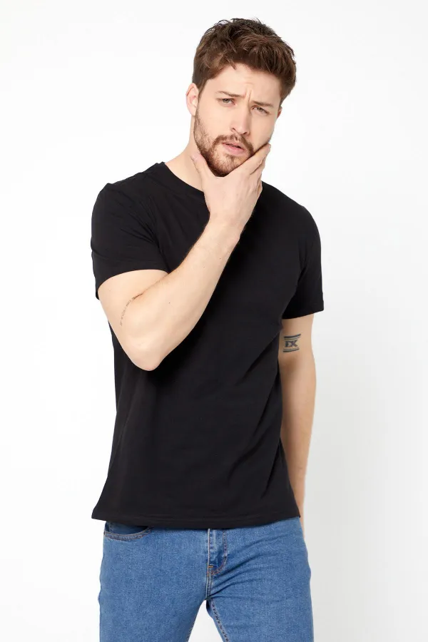 Erkek Çok Renkli T- Shirt Regular Fit Rahat Kesim Bisiklet Yaka Basic Tişört 