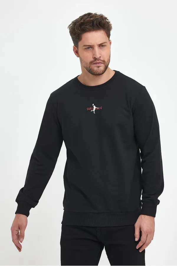 Sweat-shirt basique imprimé Supermagic pour homme, noir